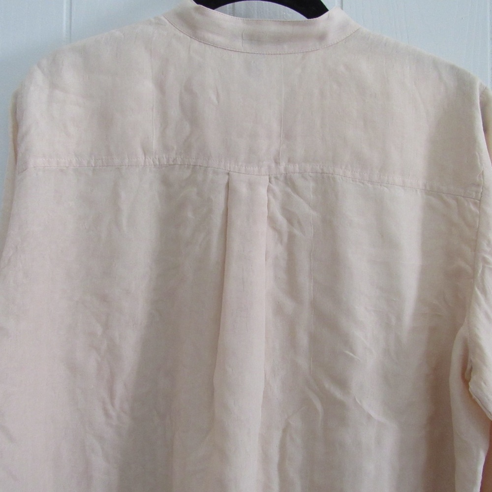 Eileen Fisher Shirt Medium Organic Cotton Silk Light Peach Button Long Sleeve - Picture 6 of 10